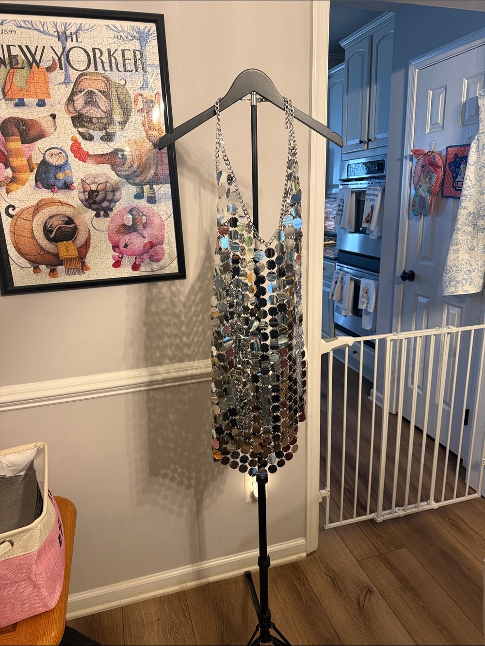 12th Tribe Silver Sequin Chainmail Slip Dress